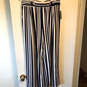 Navy blue and white stripe pants